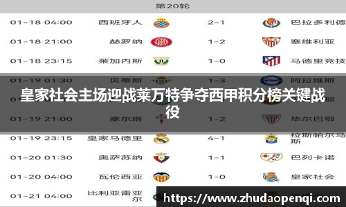 皇家社会主场迎战莱万特争夺西甲积分榜关键战役